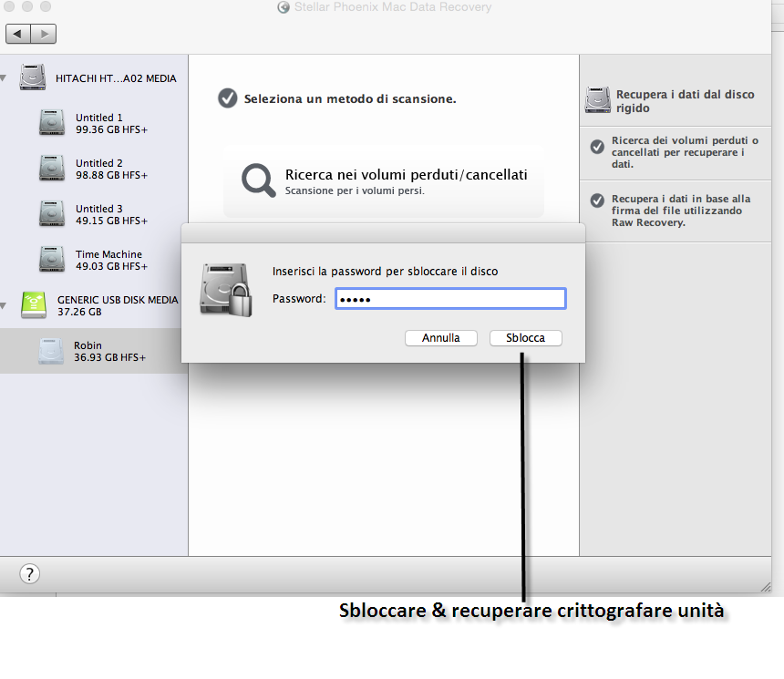 Mac recupero file crittografato