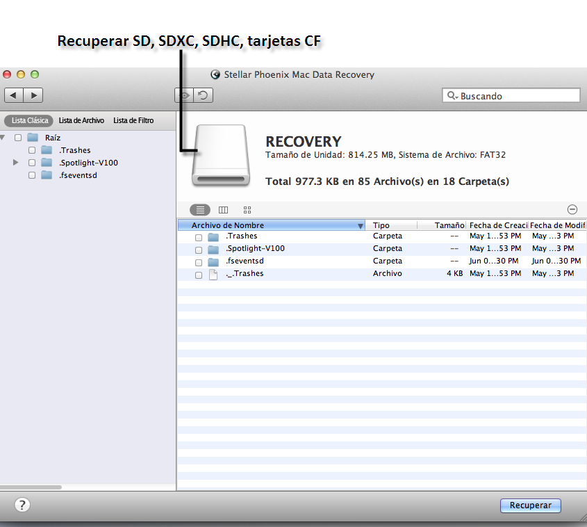 Recuperación de fotos de Mac