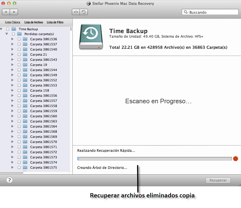 Recuperación de la copia de seguridad de Time Machine