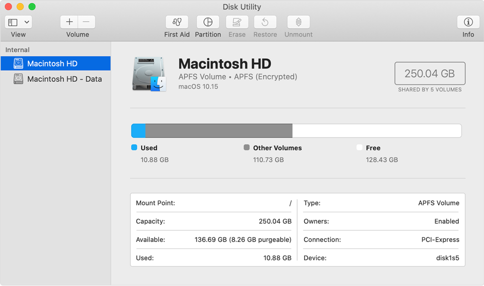 Macintosh HD and Macintosh HD Data
