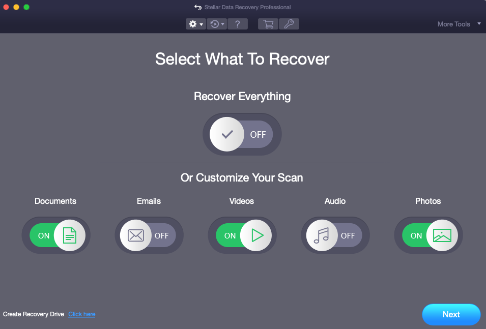 Select what to Recover