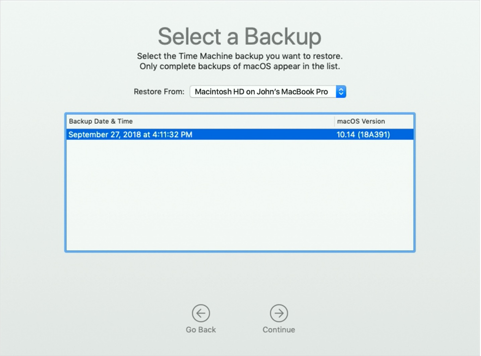 Select Backup