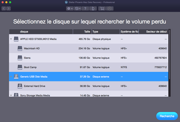 Rechercher les volumes perdus