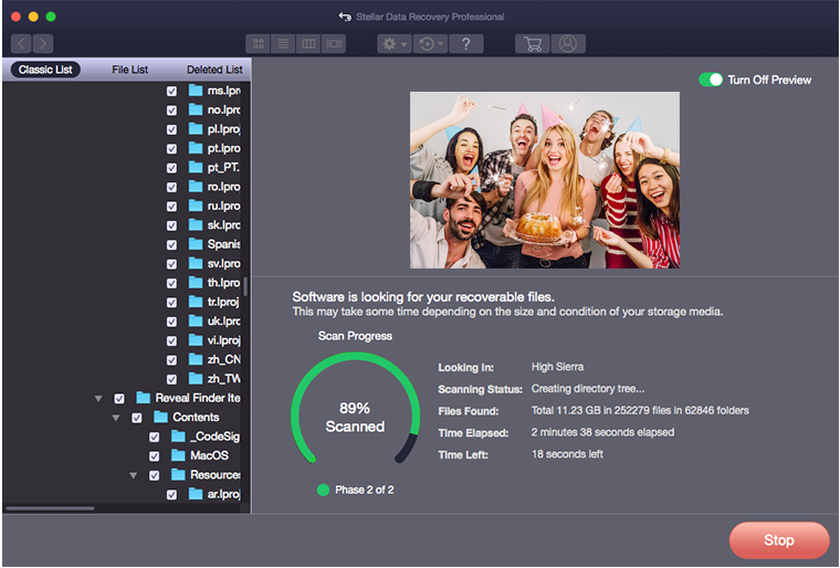 Start the scan on your APFS hard drive